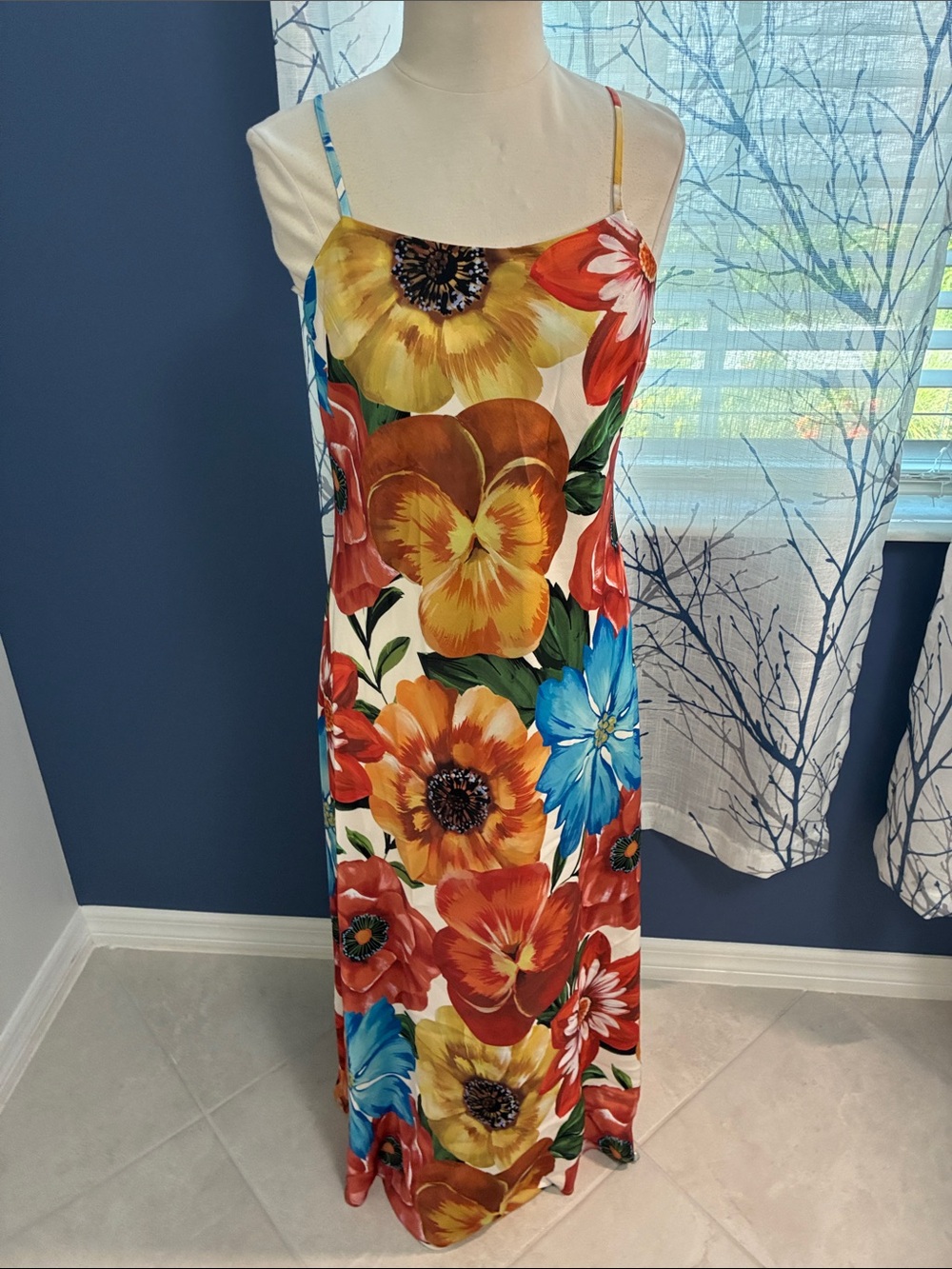 Calypso St. Barth Floral Spaghetti-Strap Maxi Dress in Multi